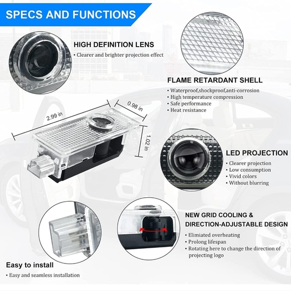 4 new Mini Cooper car door projector ghost lights - Picture 5 of 5